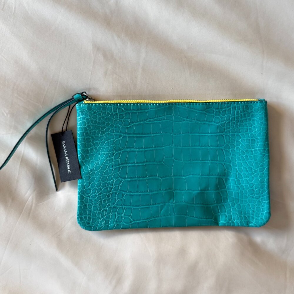 Banana Republic Embossed Turquoise Wristlet